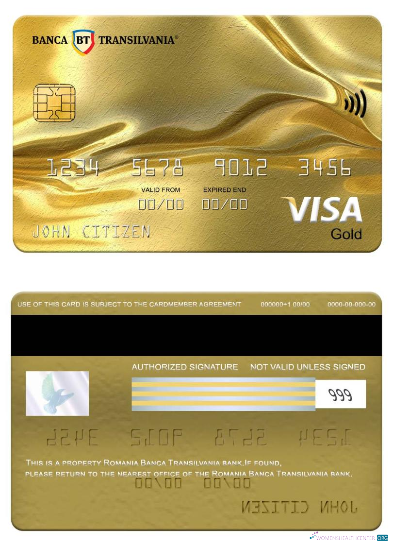 Download Romania Banca Transilvania bank visa gold card Photoshop template